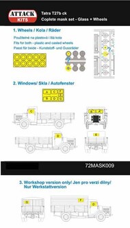  Attack Kits  1/72 Tatra T27b (MASK) windshield, cabin side windows & wheel masks AT-72MA009