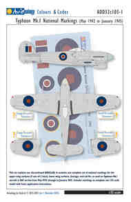  Aviaeology  1/32 Hawker Typhoon National Markings Standard (May 1942-January 1945) ADD32C103-1