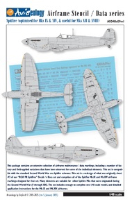  Aviaeology  1/48 Supermarine Spitfire airframe stencil/data markings (Mk.VIII & later) AOD48S09M1