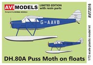  AVI Models  1/72 de Havilland DH-80A Puss Moth 'On Floats' limited edition, with resin float parts AVI72016