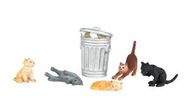  Bachmann  HO Scenescapes Cats (5) & Garbage Can BAC33107