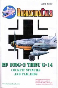  Barracuda Studio  1/32 Bf.109G-2 thru G-14 Cockpit Stencils and Placards BARBC32365