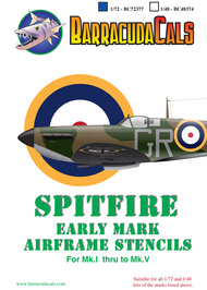 Spitfire Early Mark Airframe Stencils (for Mk.I thru Mk.V)* #BARBC72377