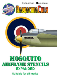  Barracuda Studio  1/48 Mosquito Airframe Stencils - Expanded OUT OF STOCK IN US, HIGHER PRICED SOURCED IN EUROPE BARBC48166