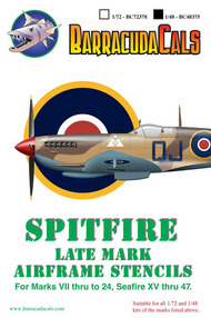  Barracuda Studio  1/48 Spitfire Later Marks Airframe Stencils BARBC48375