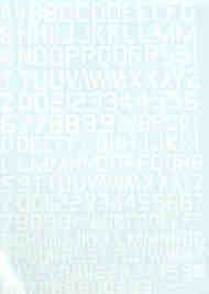 Figures & letters white 45deg code (10, 12 & 14mm) BER013
