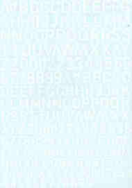 Figures & letters white Raf Code (10, 12 & 14mm) BER014