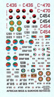  Berna Decals  1/144 African Air Forces MiGs & Sukhois BER14403