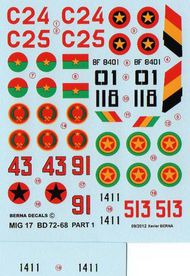  Berna Decals  1/72 African Air Forces Mikoyan MiG-17 Part 1 BER72068