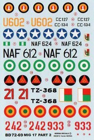  Berna Decals  1/72 African Air Forces Mikoyan MiG-17 Part 2 BER72069