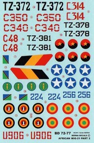  Berna Decals  1/72 African Air Forces Mikoyan MIG-21 Part 2 BER72077