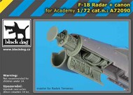  Blackdog  1/72 McDonnell-Douglas F/A-18 Hornet radar and cannon OUT OF STOCK IN US, HIGHER PRICED SOURCED IN EUROPE BDOA72090