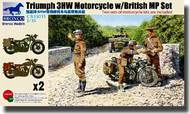 Triumph 3 HW Motorcycles (2) with British MP Figures #BOM35035