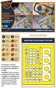 Vultee Vengeance Mk.I/IA wheels and canopy frame paint mask (inside and outside) #CPA72143