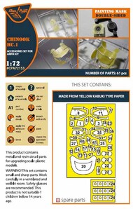 Boeing Chinook HC.1 wheels and canopy frame paint mask (inside and outside) #CPA72153