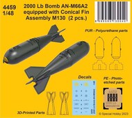 2000 Lb Bomb AN-M66A2 equipped with Conical Fin Assembly M130 (2 pcs.) #CMK4459