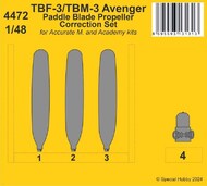 Grumman TBF-3/TBM-3 Avenger Paddle Blade Propeller Correction Set #CMK4472
