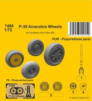  CMK Czech Master  1/72 Bell P-39 Airacobra wheels with etched details CMK7488