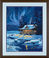  Dimensions  NoScale Moonlit Cabin (Winter Scene) Paint by Number (16"x20")* DMS91223