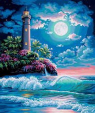  Dimensions  NoScale Lighthouse in Moonlight Paint by Number (16"x20")* DMS91424