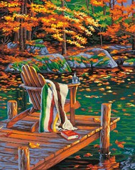  Dimensions  NoScale Golden Pond (Chair on Dock/Autumn Scene) Paint by Number (11"x14")* DMS91468