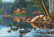  Dimensions  NoScale Echo Bay (Ducks, Log Cabin) Paint by Number (20"x14")* DMS91474