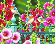  Dimensions  NoScale Hollyhock Gate (Flowers/Birds) Paint by Number (14"x11")* DMS91490