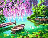  Dimensions  NoScale Willow Spring Beauty (Rowboat/Pond/Ducks) Paint by Number (14"x11")* DMS91491