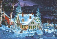  Dimensions  NoScale Winter's Hush (House, Night/Snow Scene Paint by Number (20"x14") DMS91614