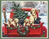  Dimensions  NoScale Holiday Puppy Truck (Dogs in Pickup Truck, Snow/Christmas Scene) Paint by Number (20"x16") DMS91773