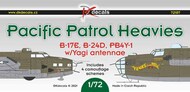  DK Decals  1/72 Pacific Patrol Heavies (Boeing B-17E Flying Fortress , Consolidated B-24D Liberator, PB4Y-1 w/Yagi antennae) DKD72107