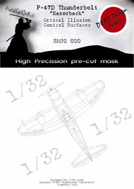  Dead Design Models  1/32 Republic P-47D Thunderbolt Control Surfaces 3D/optical illusion paint Mask DDMSM32020