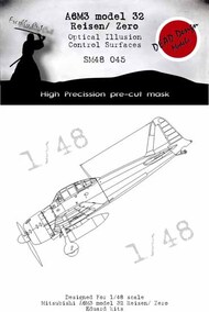 Mitsubishi A6M3 Zero m.32 3D/optical illusion paint mask for control surfaces #DDMSM48045