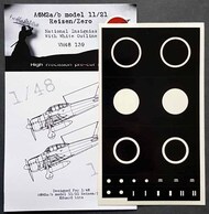  Dead Design Models  1/48 Mitsubishi A6M2a/b National Insignia with white outline DDMVM48139