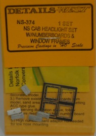  DETAILS WEST  HO NS Cab Headlight Set w/Number Boards & Window Frames (1 Set) DTW374
