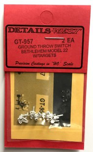  DETAILS WEST  HO Ground Throw Switch Bethlehem Model 22 w/Targets (2ea) DTW957