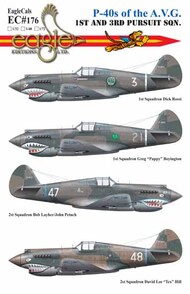  EagleCal Decals  1/48 Curtiss P-40s of the A.V.G. 1st and 2nd Pursuit Squadron EL48176