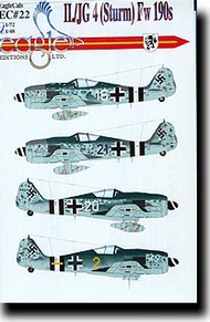  EagleCal Decals  1/48 II./JG 4 (Sturm) Fw.190A-8/R-2s EL48022