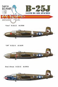  EagleCal Decals  1/48 B-25J 345th BG Air Apaches EL48145