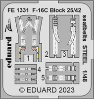  Eduard Accessories  1/48 Lockheed-Martin F-16C Block 25/42 seatbelts STEEL EDUFE1331