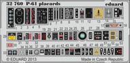  Eduard Accessories  1/32 Aircraft- P61 Placards for HBO (Painted) EDU32760