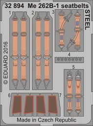  Eduard Accessories  1/32 Aircraft- Seatbelts Me262B1 Steel for RVL (Painted) EDU32894