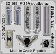  Eduard Accessories  1/32 F-35A seatbelts STEEL (ITA) EDU33169