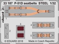  Eduard Accessories  1/32 P-51D seatbelts STEEL (REV) EDU33187