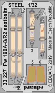  Eduard Accessories  1/32 Fw.190A-8/R2 seatbelts STEEL EDU33227