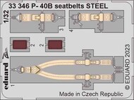  Eduard Accessories  1/32 P-40B Seatbelts Steel for LNR (Painted) EDU33346
