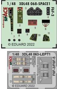  Eduard Accessories  1/48 Grumman F6F-3 Hellcat SPACE 3D Decal instruments with etched parts EDU3DL48068