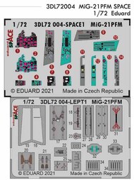  Eduard Accessories  1/72 Mikoyan MiG-21PFM SPACE 3D Decals EDU3DL72004