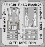  Eduard Accessories  1/48 Lockheed-Martin F-16C Block 25 seatbelts STEEL EDUFE1049