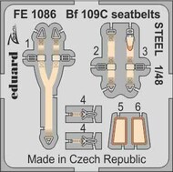  Eduard Accessories  1/48 Messerschmitt Bf.109C seatbelts STEEL EDUFE1086